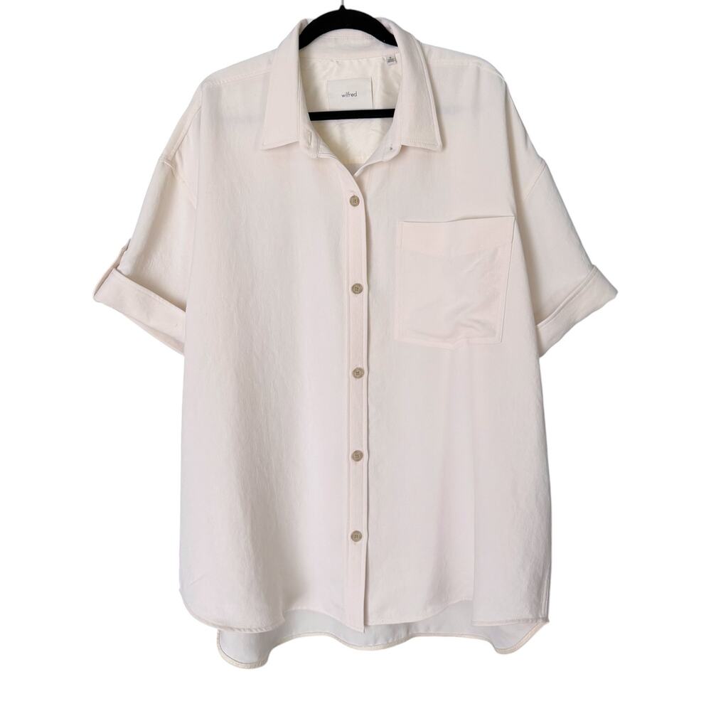 Wilfred Era Button-Front Shirt Blouse Women's XL Cream Ivory Pocket Minimalist